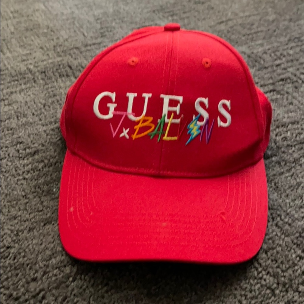 GUESS x J BALVIN red baseball cap mint condition